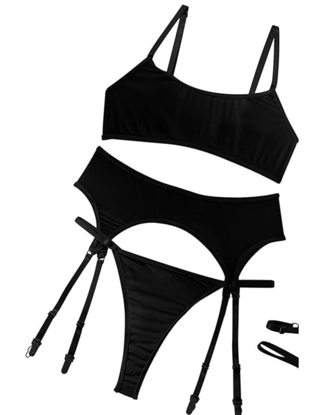 Tegan Fantezi Siyah Transparan Tül Jartiyer Takımı TG273263 - Görsel 2