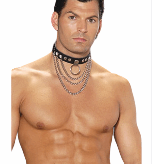 Tegan Fantezi Zincirli Deri Erkek Boyunluk Fantezi Aksesuar TG275415