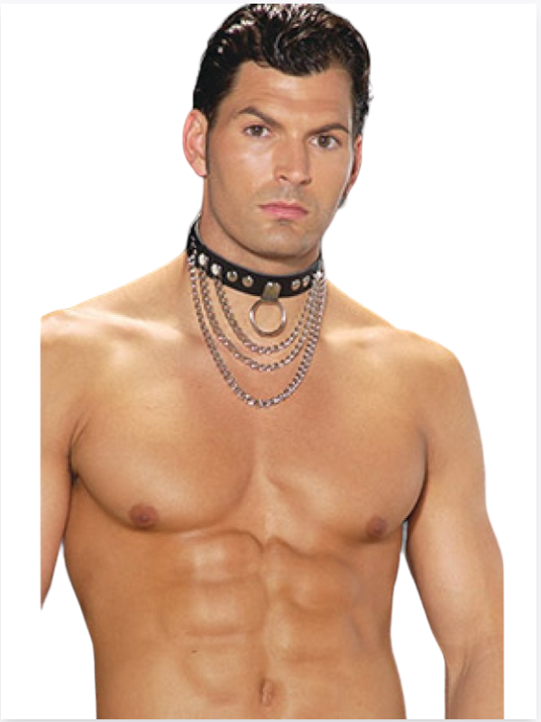 Tegan Fantezi Zincirli Deri Erkek Boyunluk Fantezi Aksesuar TG275415