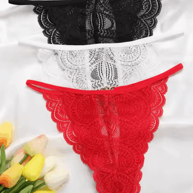 Tegan Kadın 3'lü Dantel String - Tanga TG270041