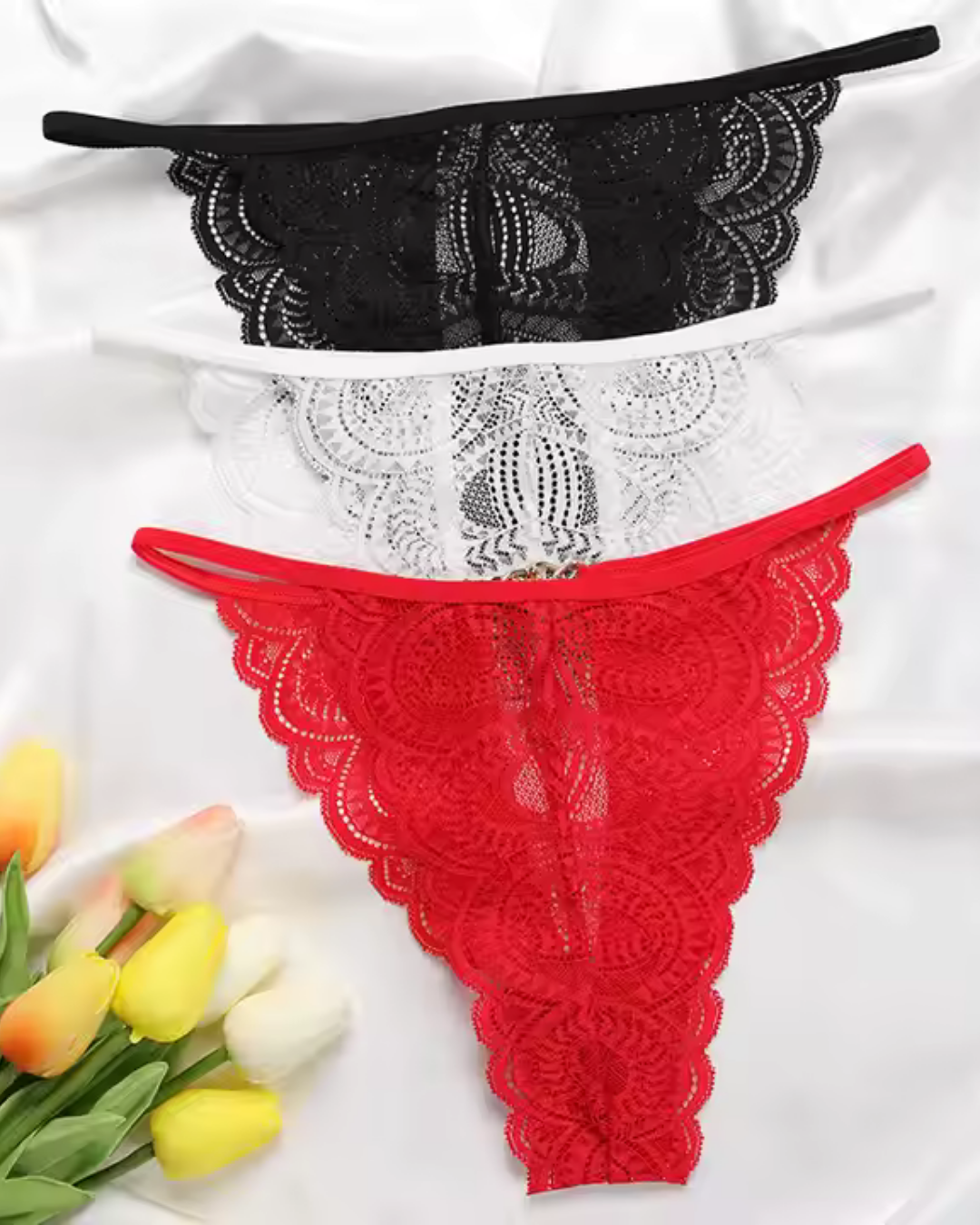 Tegan Kadın 3'lü Dantel String - Tanga TG270041