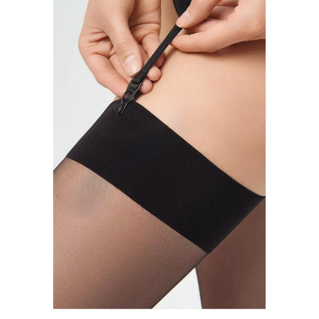 Tegan Kadın Siyah Düz Jartiyer Çorabı TG270434 - Görsel 2