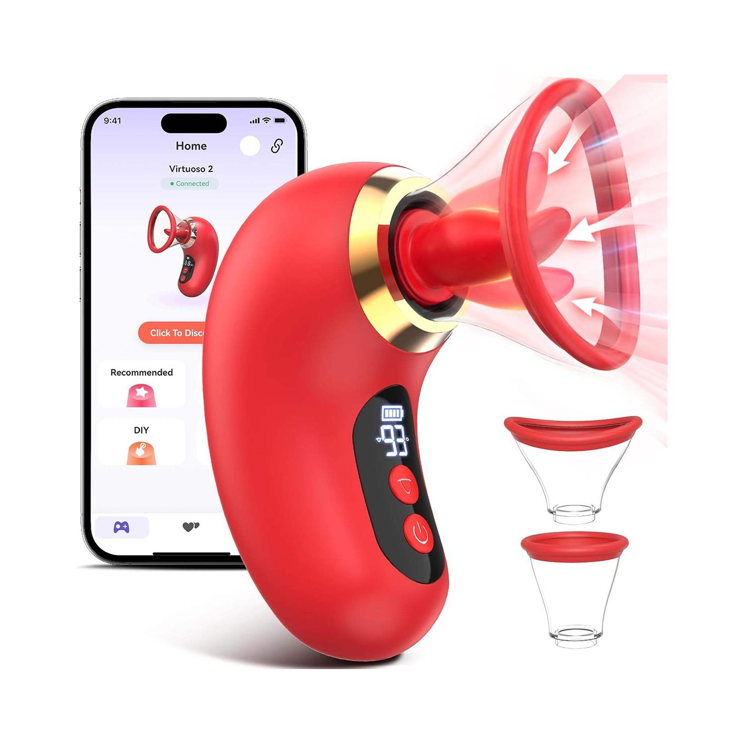 APP Kontrollü Emişli Ve Dilli Vibratör – Dijital Ekranlı, Sessiz, Su Geçirmez