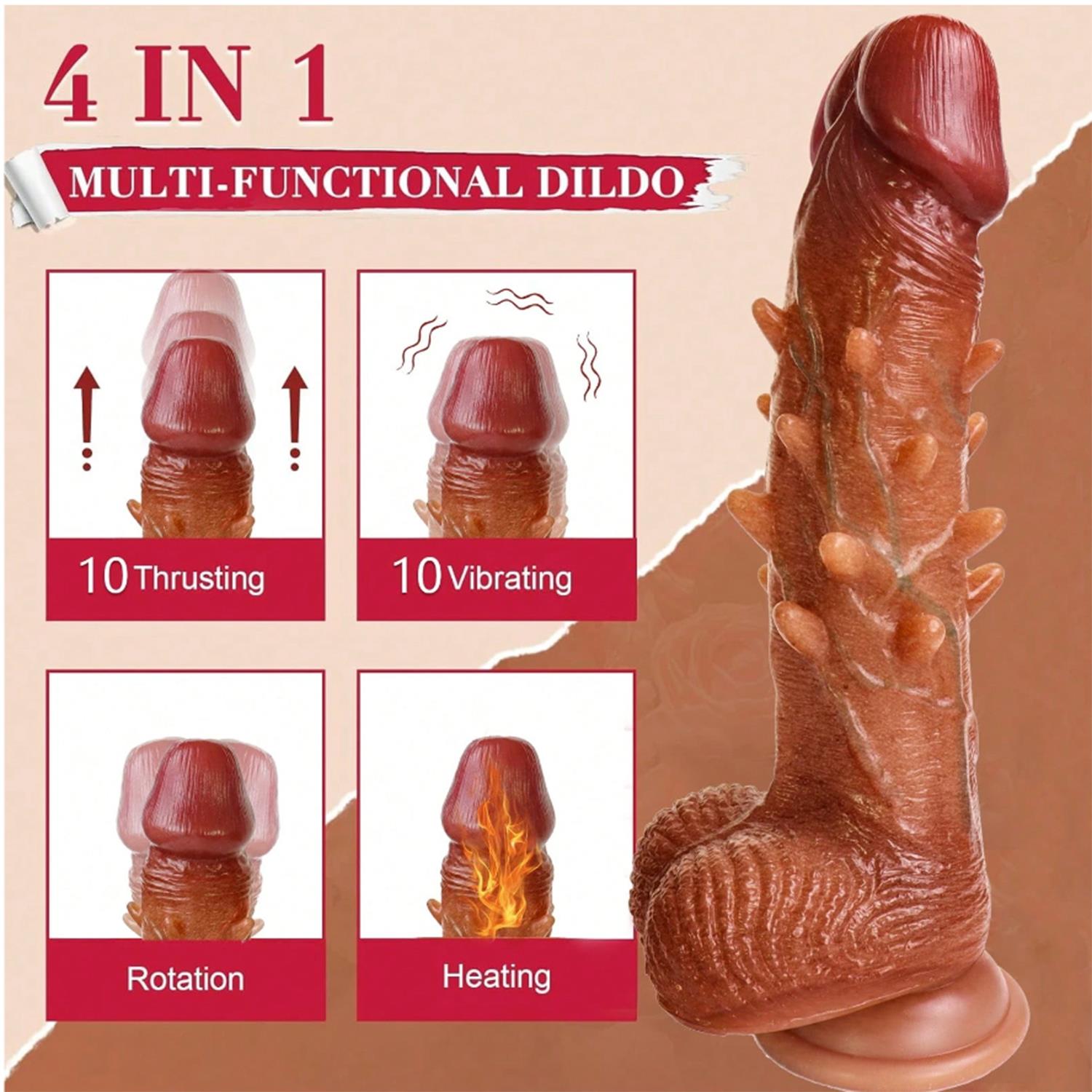 Hareketli Tırtıklı Realistik Dildo 22 cm - Görsel 3