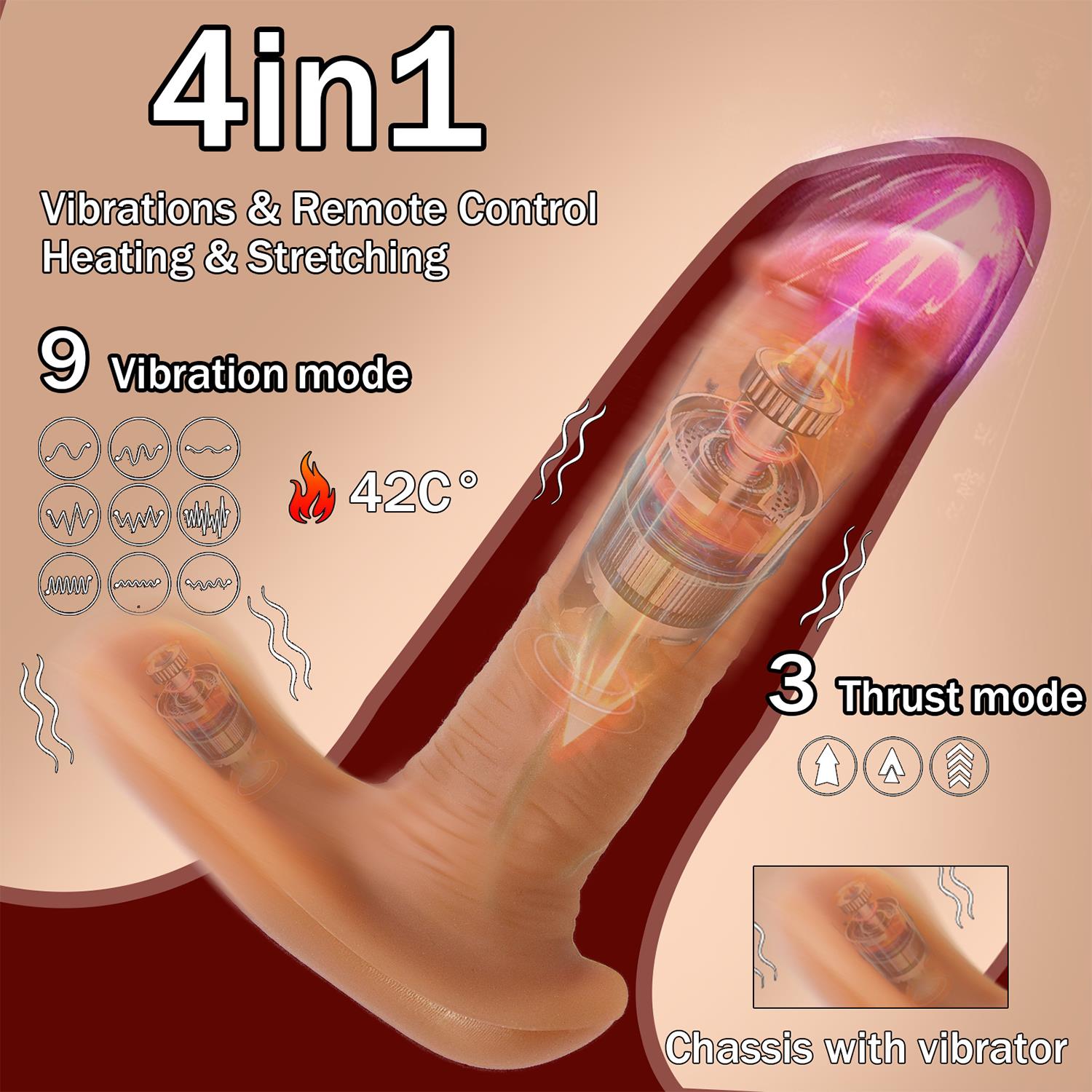 Phantom Kumandalı Hareketli Dildo - Görsel 3