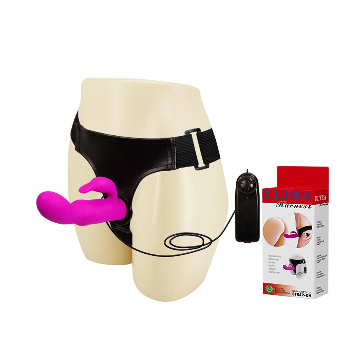 Baile Ultra Harness Titreşimli Strap-On Set – Bunny Klitoris Uyarıcılı Silikon Dildo - Görsel 2