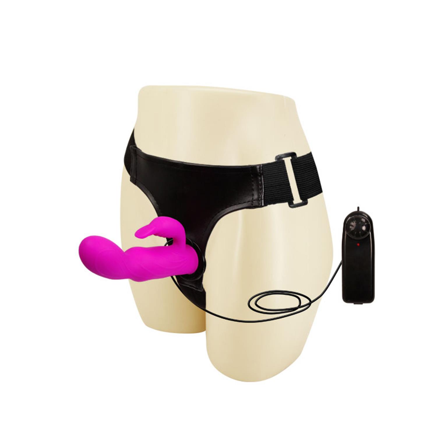 Baile Ultra Harness Titreşimli Strap-On Set – Bunny Klitoris Uyarıcılı Silikon Dildo - Görsel 3