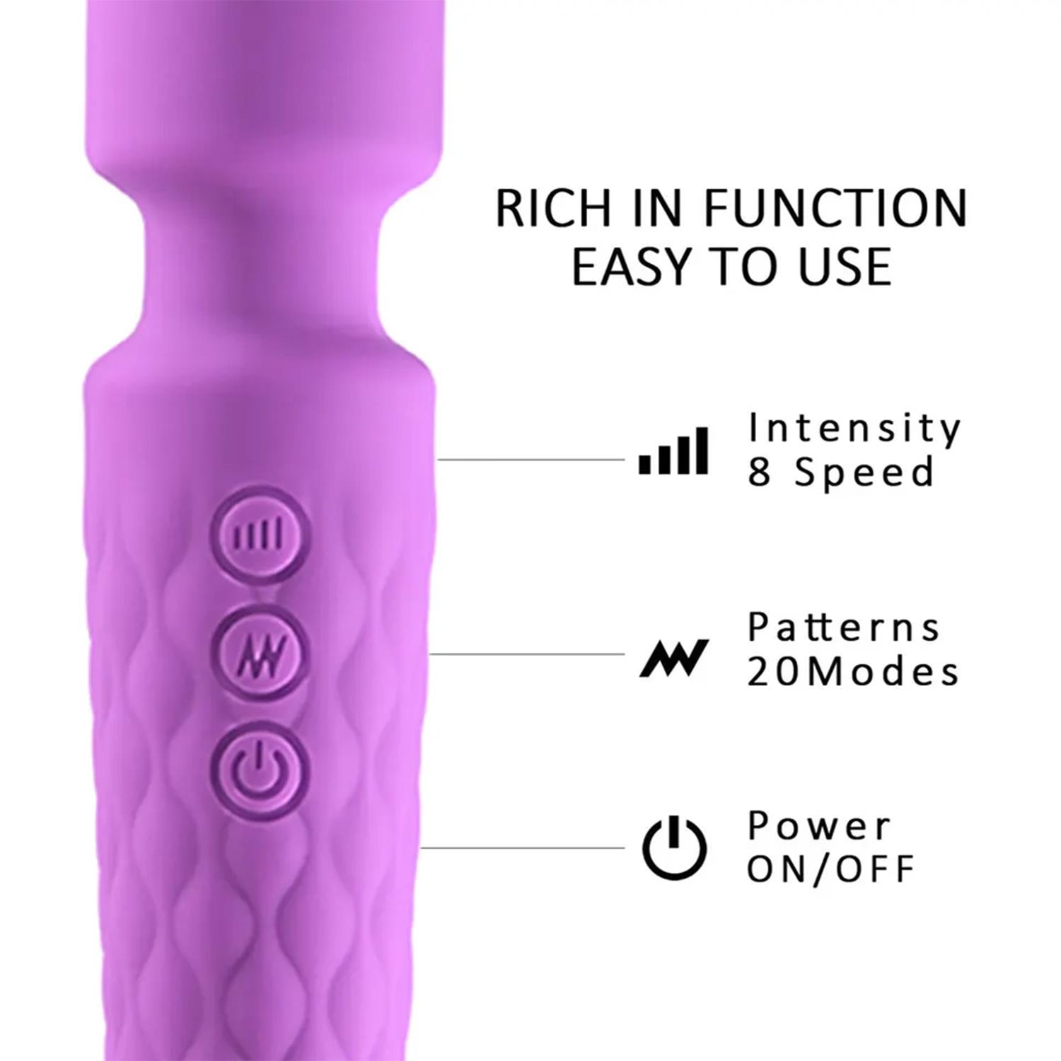 Bükülebilir Başlıklı Wand Vibratör Mor - Görsel 3