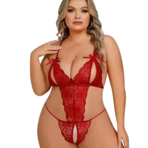 Büyük Beden Fantezi Kırmızı Dantelli Babydoll TG279250 - Tegan