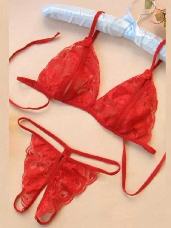 Büyük Beden Fantezi Kırmızı Dantelli Seksi Sütyen Kilot Takım TG279703-B - Tegan