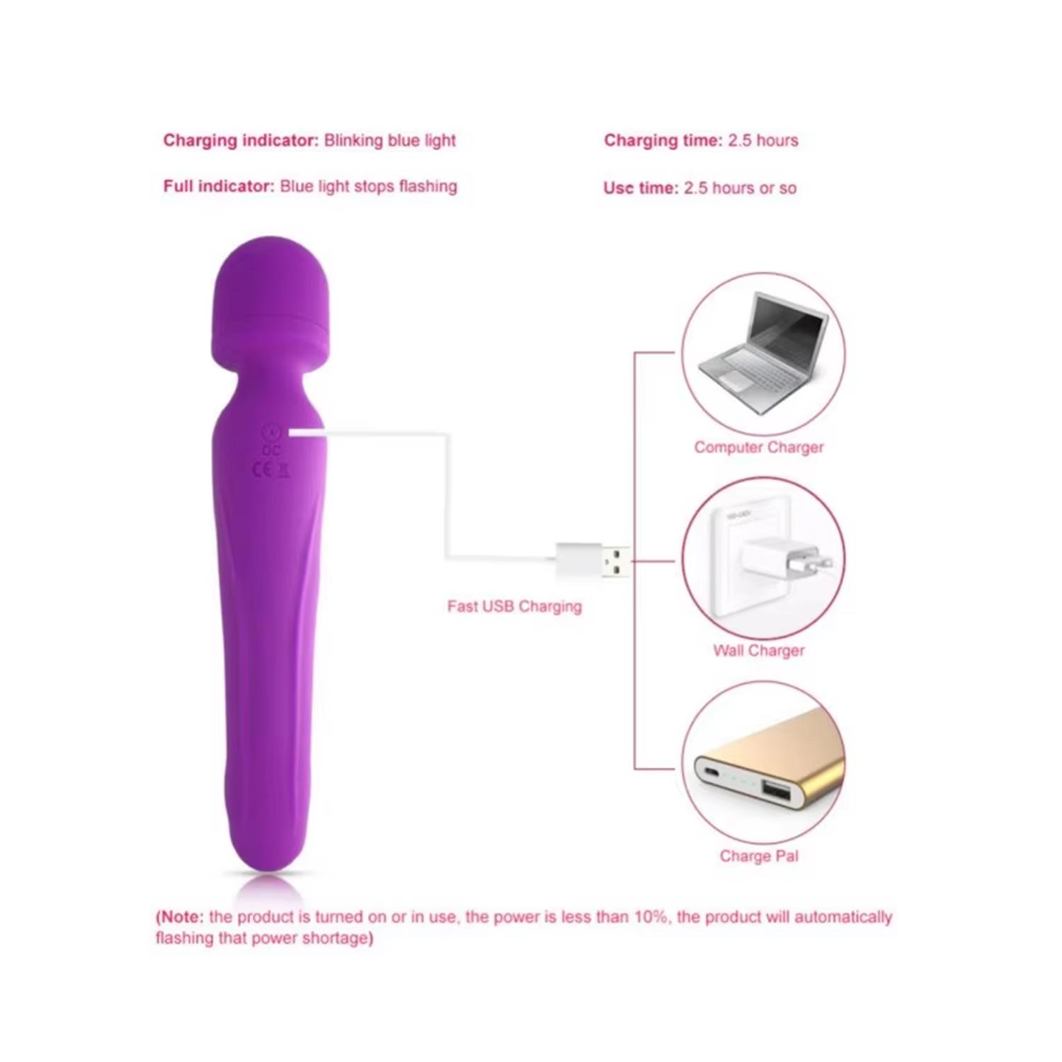 Çift Taraflı Wand Vibratör Mor - Görsel 4