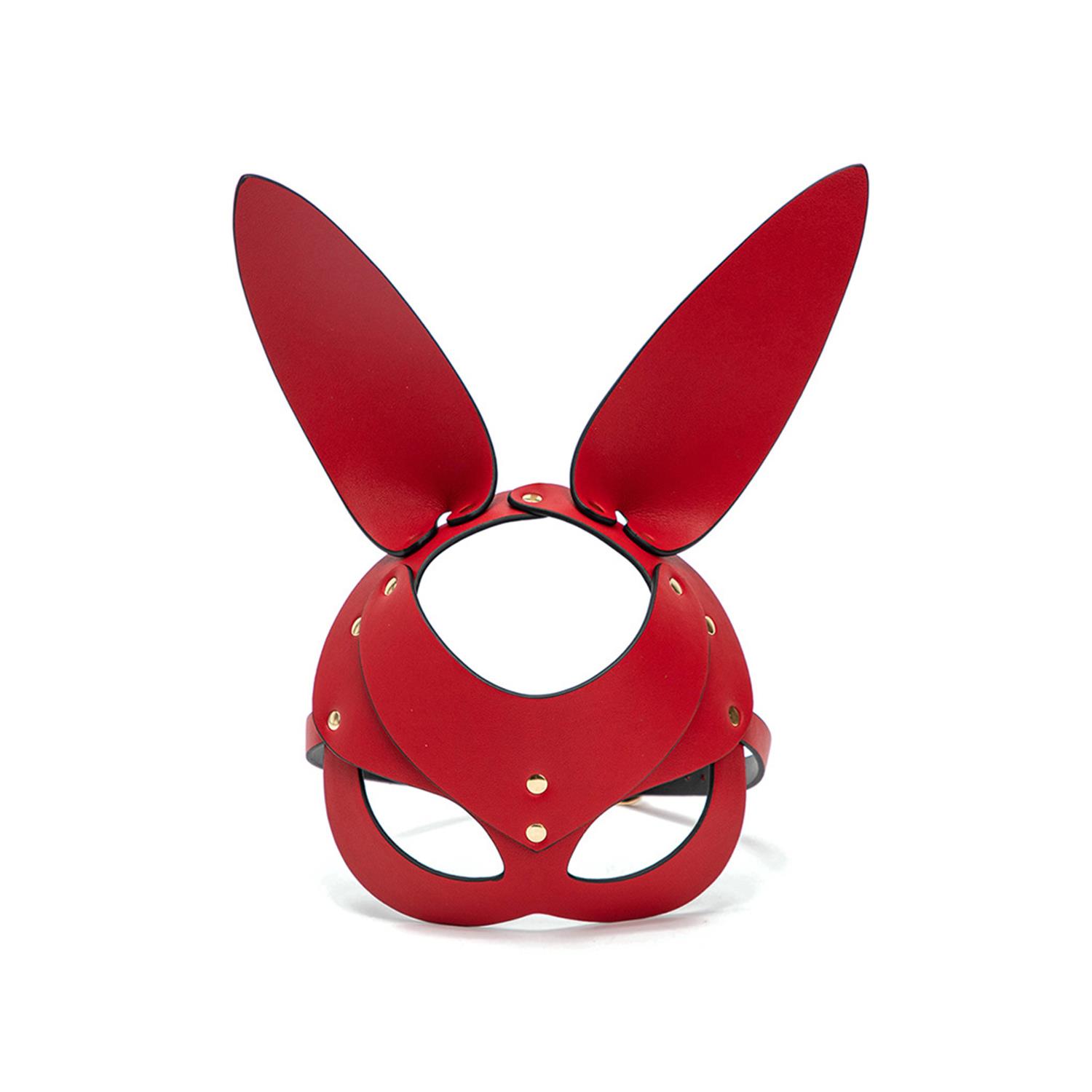 Deri Tavşan Maske Kırmızı