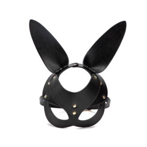 Deri Tavşan Maske Siyah