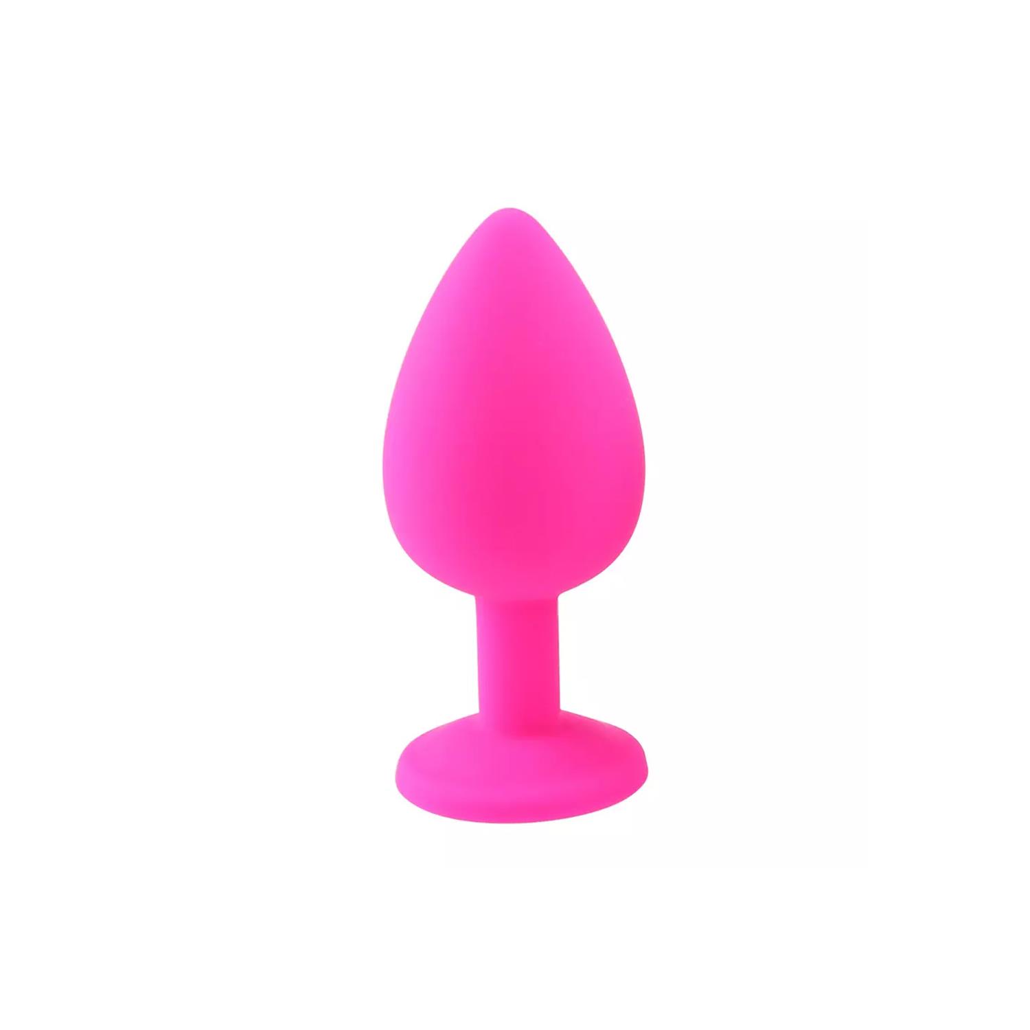 Elmas Taşlı Silikon Kaplı Anal Plug S Küçük Boy 7 cm Pembe
