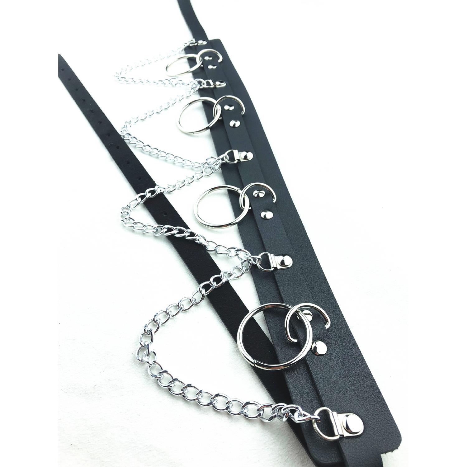 Metal Halkalı Zincir Detaylı Gotik Harness Kemer - Görsel 4