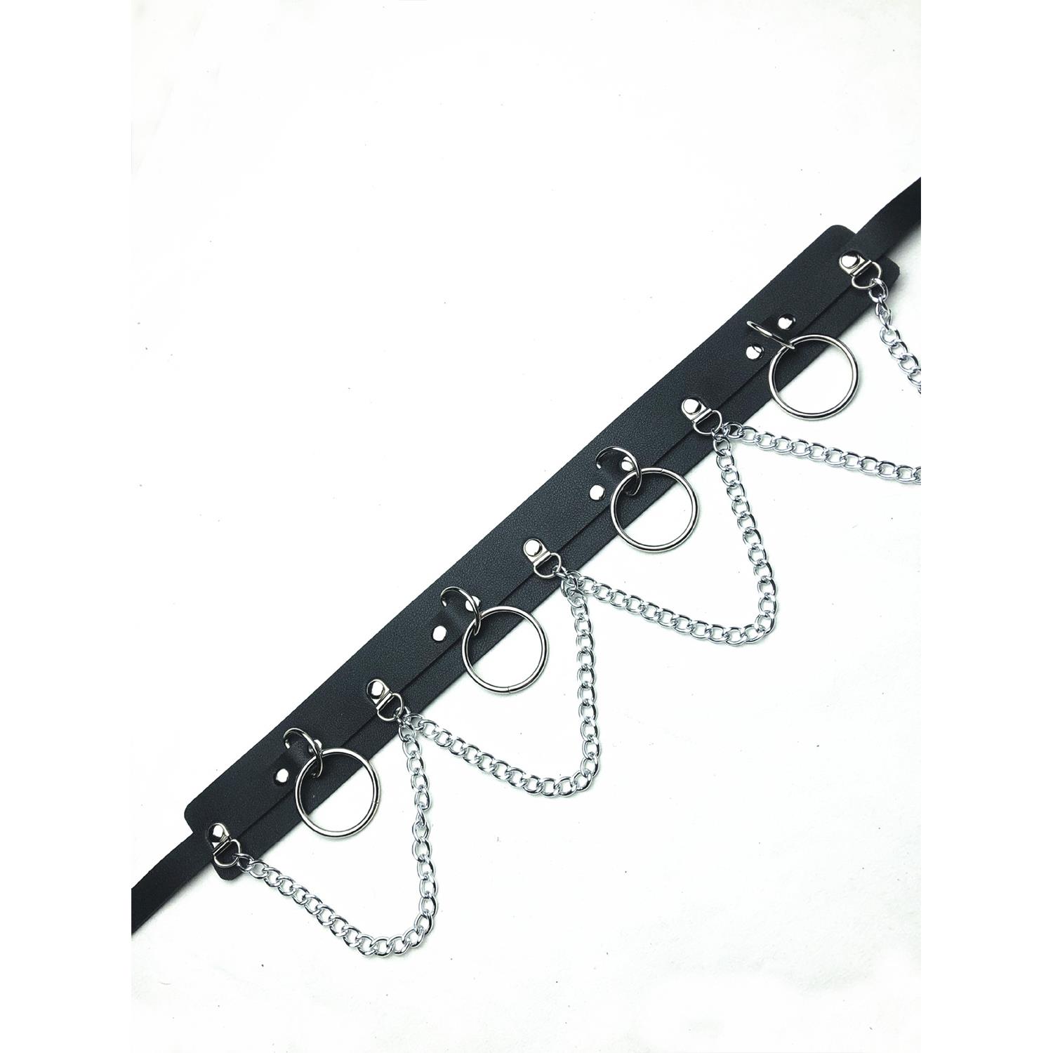 Metal Halkalı Zincir Detaylı Gotik Harness Kemer - Görsel 5