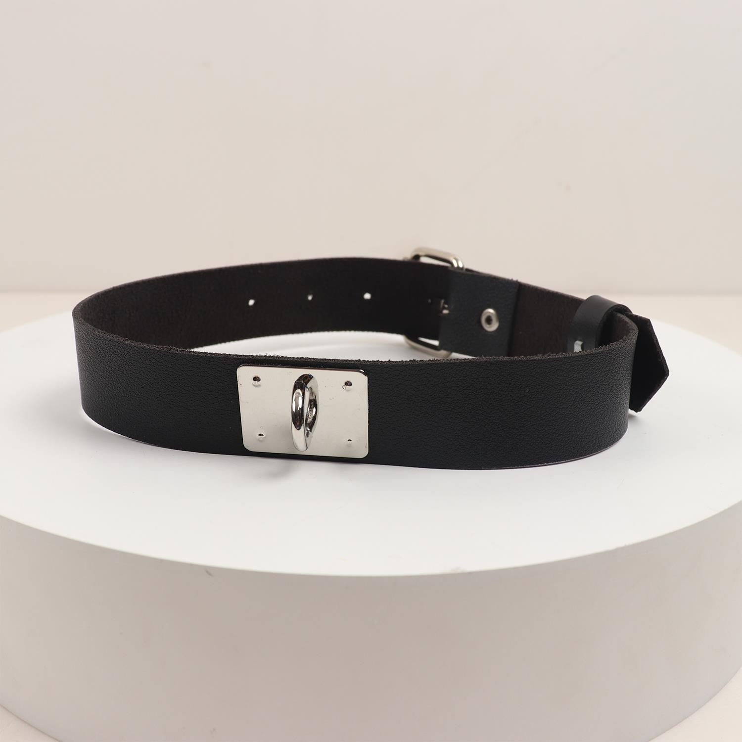 Deri Fırfırlı Choker Harness Kolye Siyah - Görsel 5