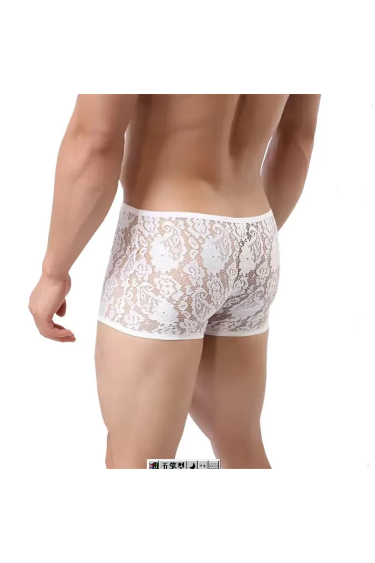Fantezi Dantelli Beyaz Seksi Erkek Boxer - Erkek İç çamaşırı TG274613 - Tegan
