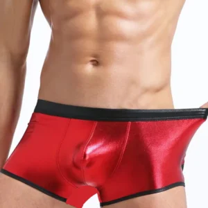Fantezi Deri Görünümlü Kırmızı Erkek Boxer Tanga TG274506 - Tegan