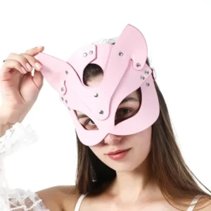 Fantezi Deri Seksi Pembe Kedi Maskesi TG275372 - Tegan