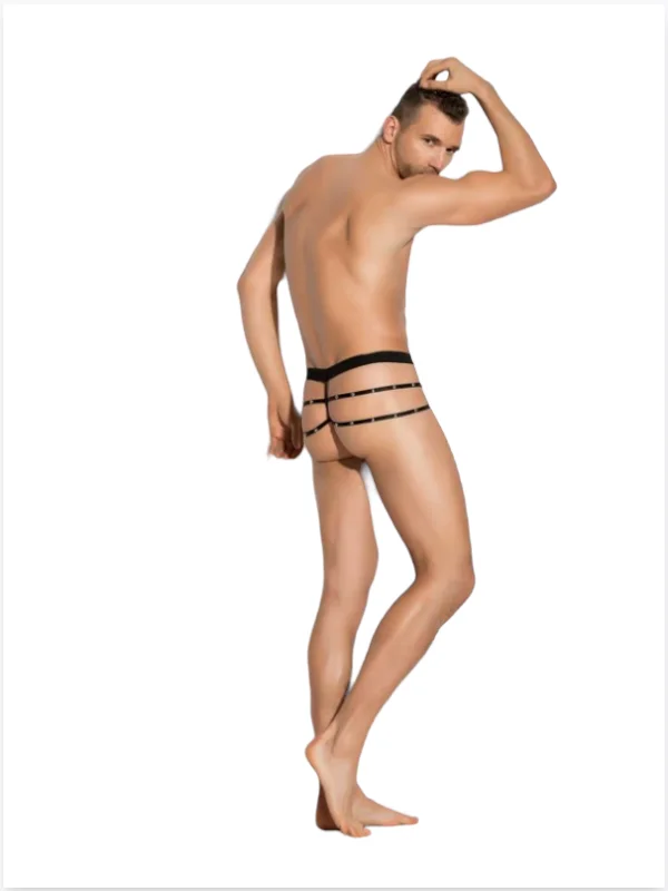 Fantezi Erkek Siyah Seksi Metalli Tanga - String TG274597 - Tegan