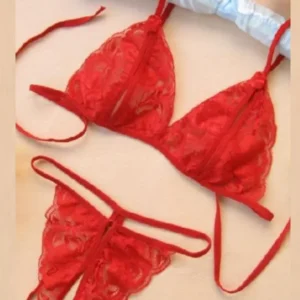 Fantezi Kırmızı Dantelli Seksi Sütyen Kilot Takım TG279703 - Tegan