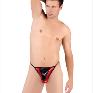 Fantezi Kırmızı Siyah Lame Erkek String - Tanga TG274585 - Tegan