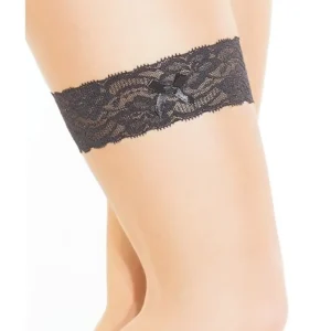 Fantezi Seksi Dantelli Fiyonklu Siyah Bacak Bandı TG270436 - Tegan