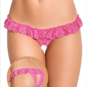 Fantezi Üstü Fırfırlı Ağı Açık Pembe Dantel Tanga - String TG270019 - Tegan