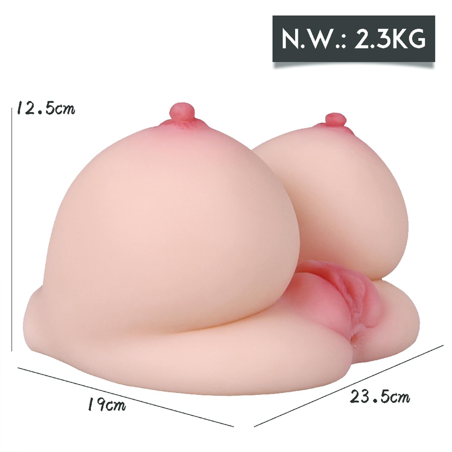 Gerçekçi Göğüs ve Vajina Mastürbatör – Yumuşak Silikon, Çift Kanallı, 2.3 Kg - Görsel 4