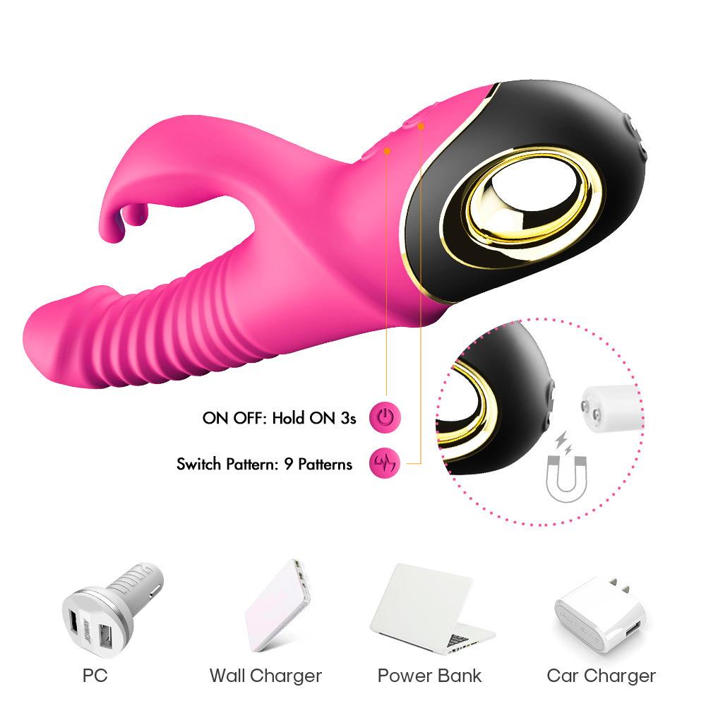 Hareketli Rabbit Vibratör Rose Pembe - Görsel 3
