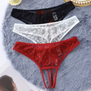 Kadın 3'lü Seksi Ağ Bölgesi Açık Dantelli Tanga Seti TG270055 - Tegan