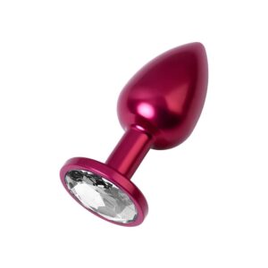 Kırmızı Metal Clear Taşlı Anal Plug Küçük Boy