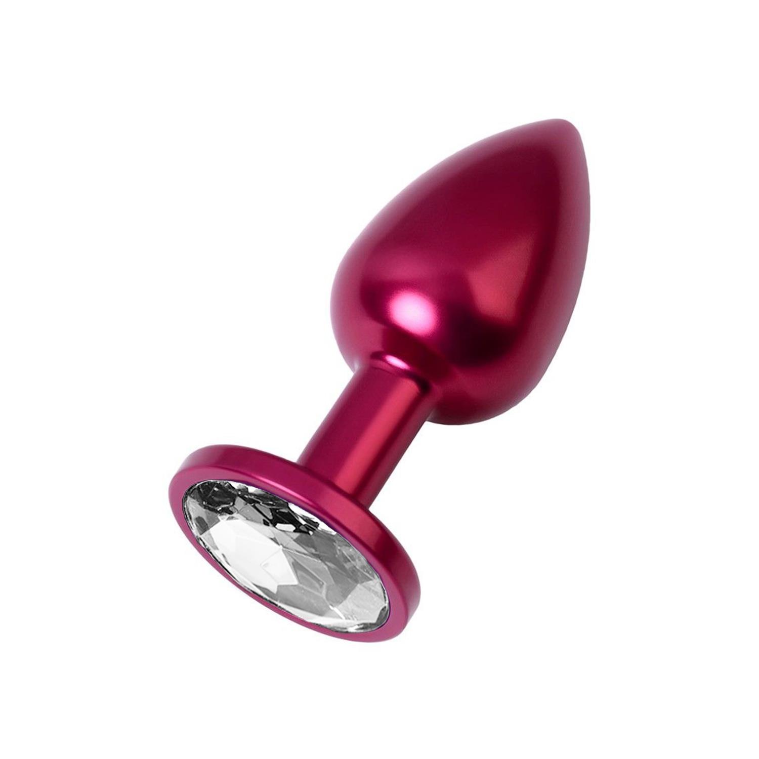 Kırmızı Metal Clear Taşlı Anal Plug Orta Boy