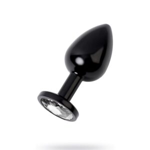 Siyah Metal Clear Taşlı Anal Plug Küçük Boy