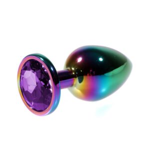 Rainbow Metal Mor Taşlı Anal Plug Orta Boy