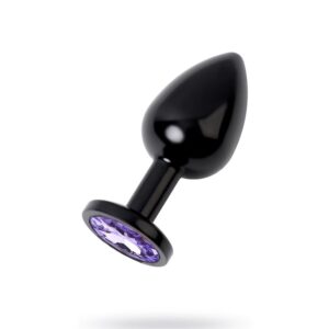 Siyah Metal Mor Taşlı Anal Plug Küçük Boy