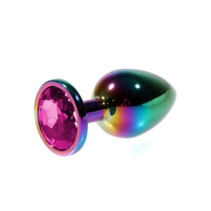 Rainbow Metal Pembe Taşlı Anal Plug Küçük Boy