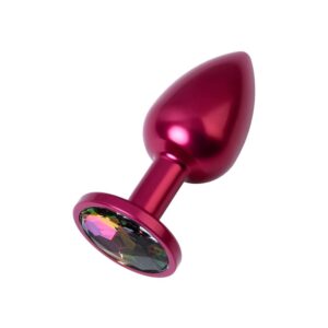 Kırmızı Metal Rainbow Taşlı Anal Plug Orta Boy