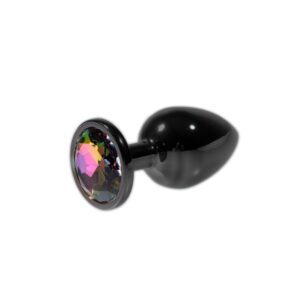 Siyah Metal Rainbow Taşlı Anal Plug Küçük Boy
