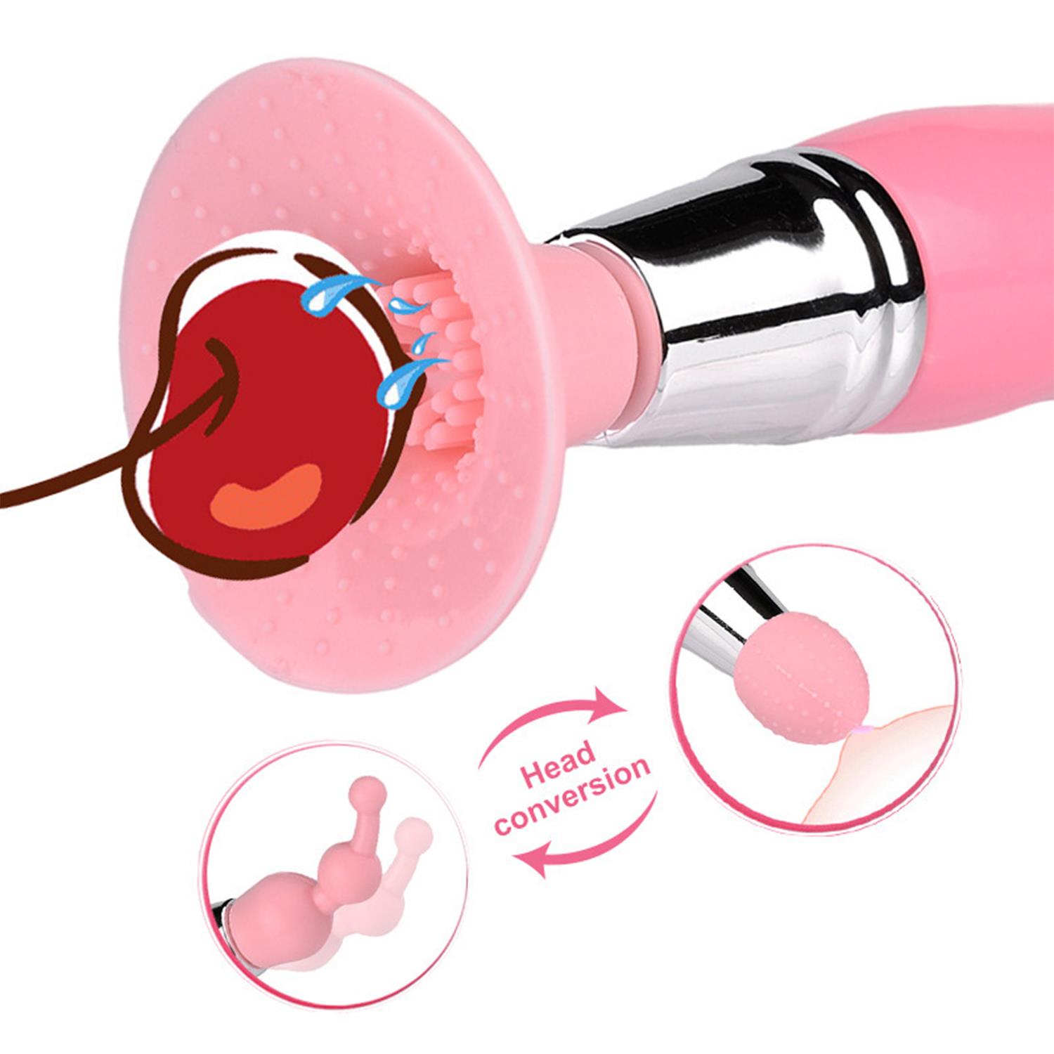 Mini Anahtarlık Vibratör – 3 Başlıklı Kompakt Masaj Cihazı Pembe - Görsel 3