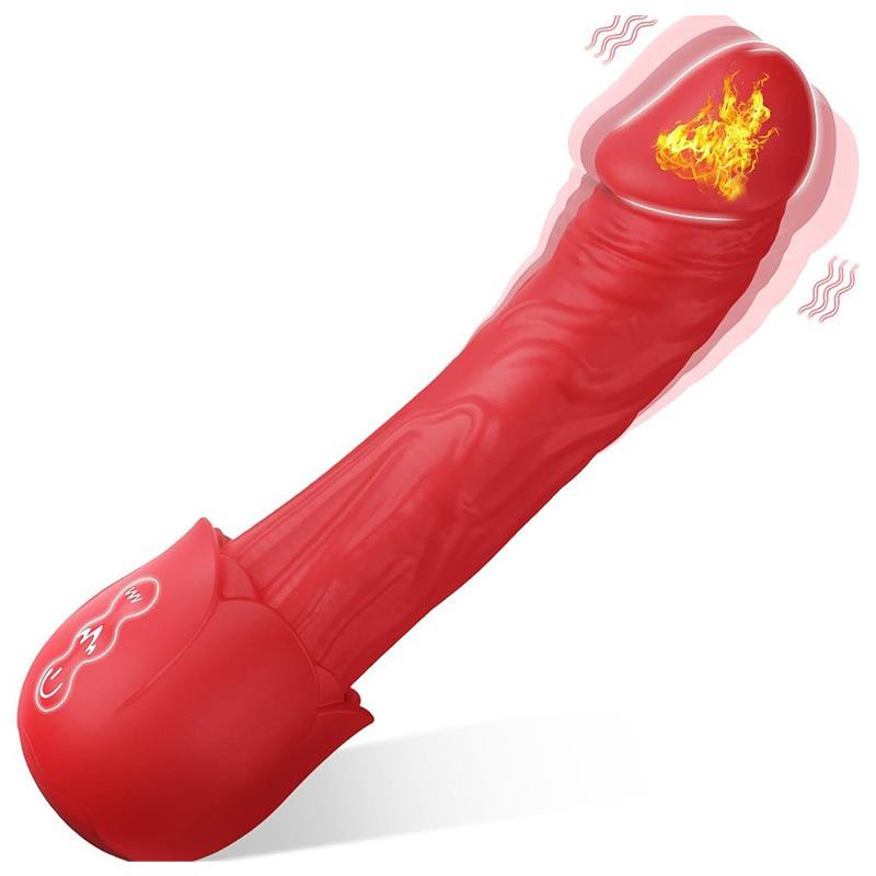 Pembe Tilki Isıtmalı 10 Modlu USB Manyetik Şarjlı Kırmızı Realistik Vibratör - Görsel 3