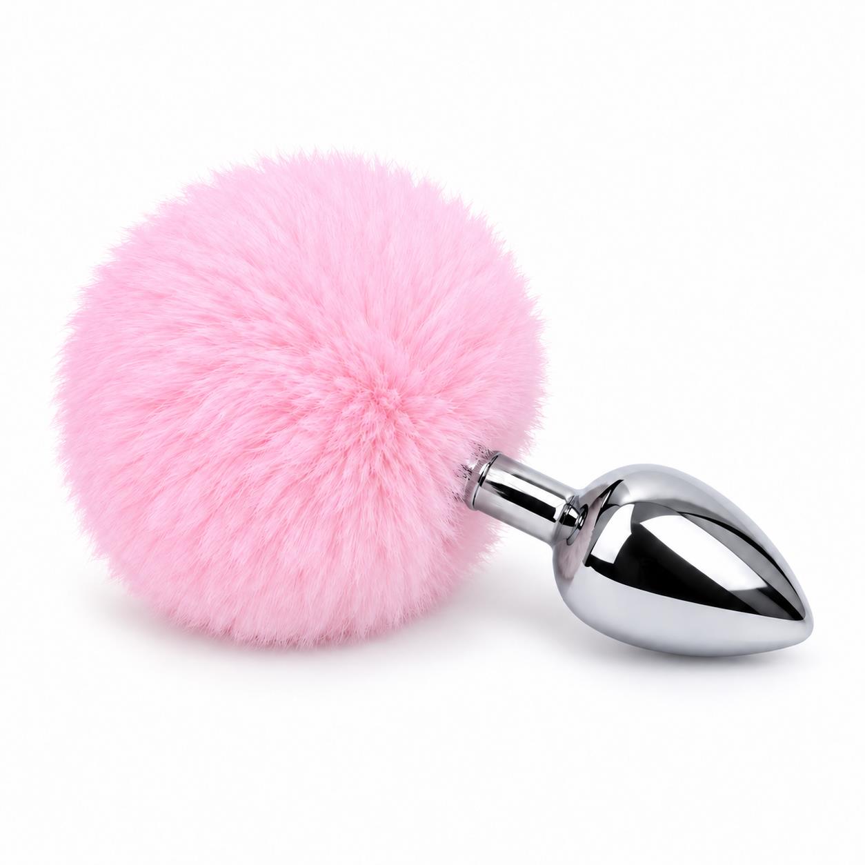 Ponponlu Metal Anal Plug Küçük Boy Pembe