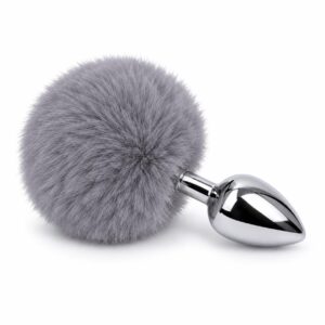 Ponponlu Metal Anal Plug Küçük Boy Gri