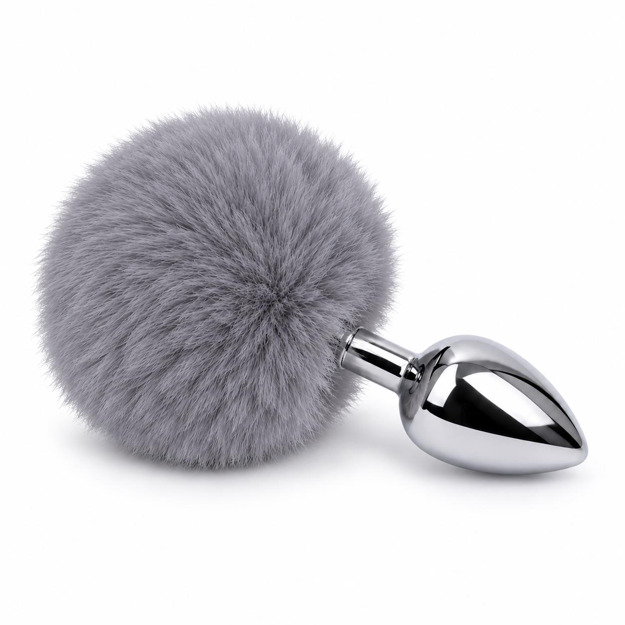 Ponponlu Metal Anal Plug Küçük Boy Gri