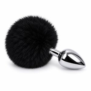 Ponponlu Metal Anal Plug Küçük Boy Siyah