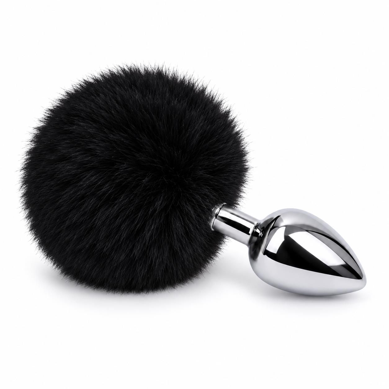 Ponponlu Metal Anal Plug Küçük Boy Siyah