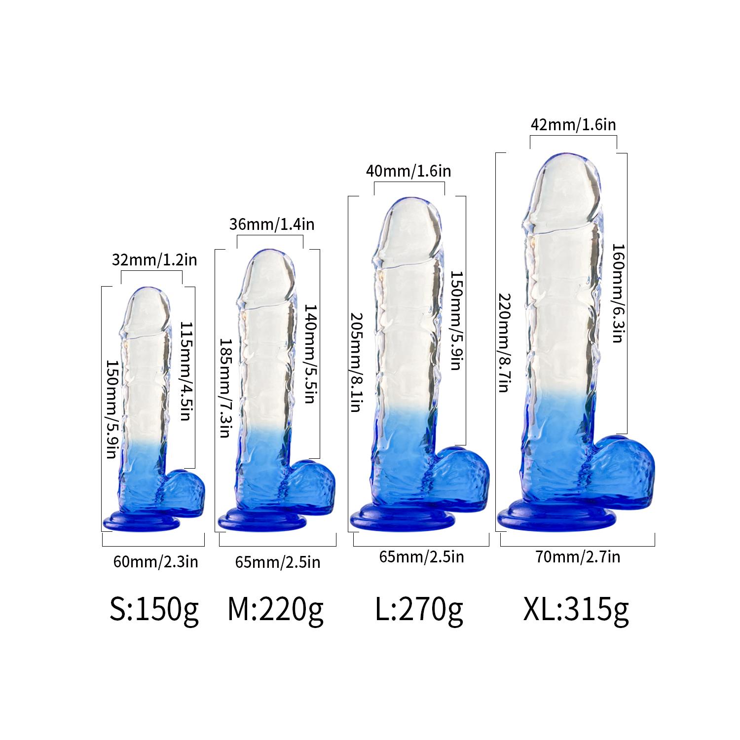 Silikon Şeffaf Mor Renkli Realistik Dildo 20 cm - Görsel 3