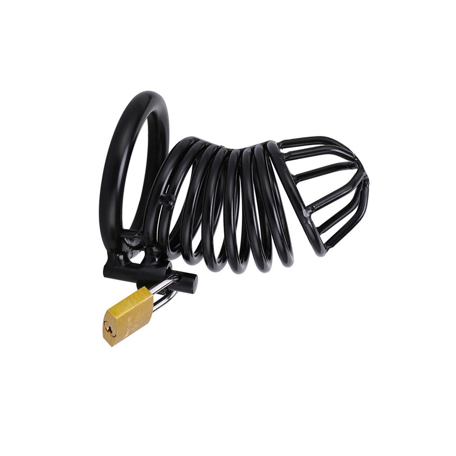 Siyah Metal Penis Kilidi 40mm – Ayarlanabilir Çelik Kafes + Asma Kilit