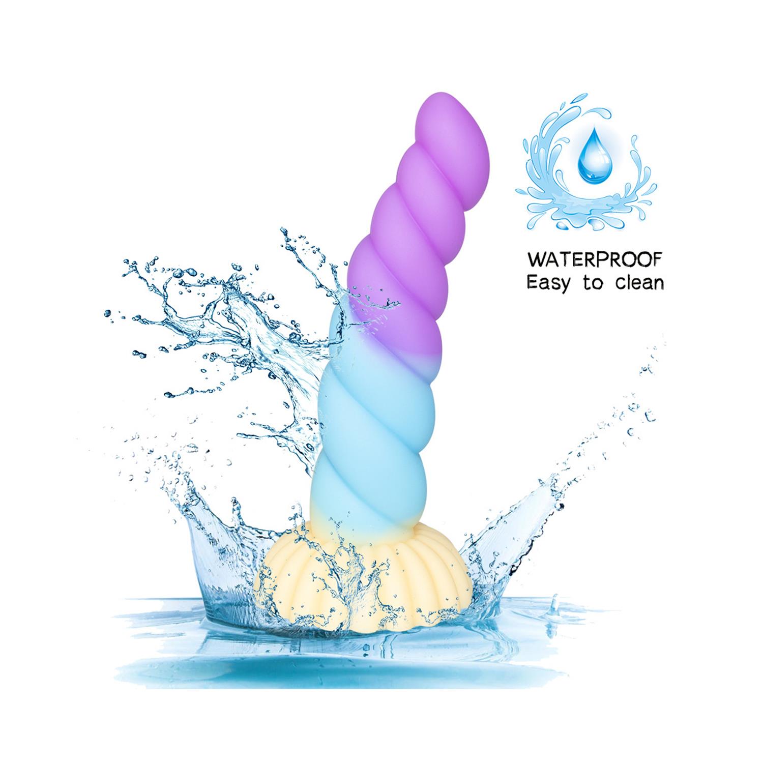 Spiral Unicorn Tasarımlı Silikon Dildo – Renkli ve Gerçekçi Dokulu - Görsel 3